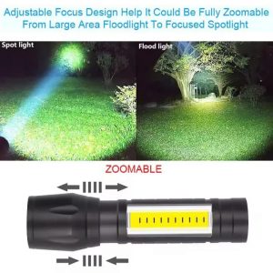 Super Bright USB Rechargeable Plastic Flashlight with Side Light Compact, Durable & Powerful LED Torch