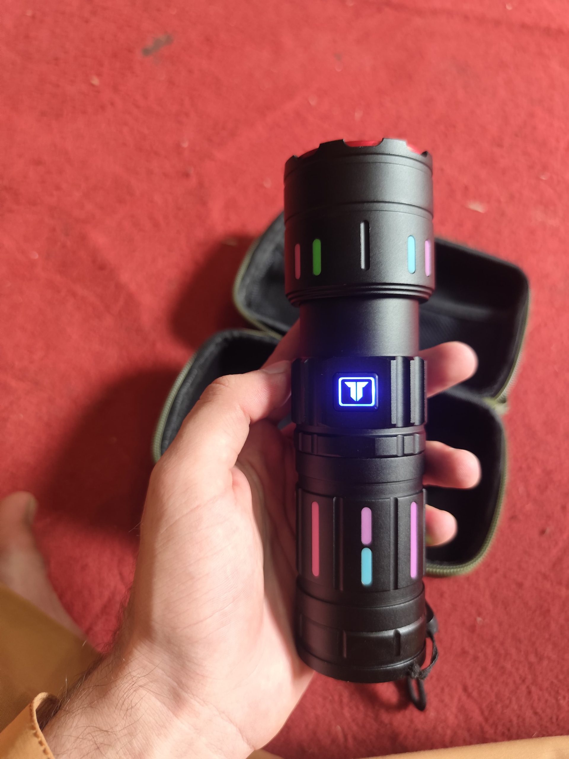 Tactical LED Flashlight Kit with Portable Green Hard Case High-Powered, Rechargeable, Multi-Mode Light - Image 3