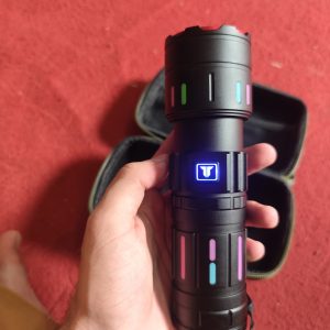 Tactical LED Flashlight Kit with Portable Green Hard Case  High-Powered, Rechargeable, Multi-Mode Light