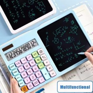 2-in-1 Calculator with LCD Writing Tablet Dual-Function Office & School Gadget | Portable & Eco-Friendly | Random Color