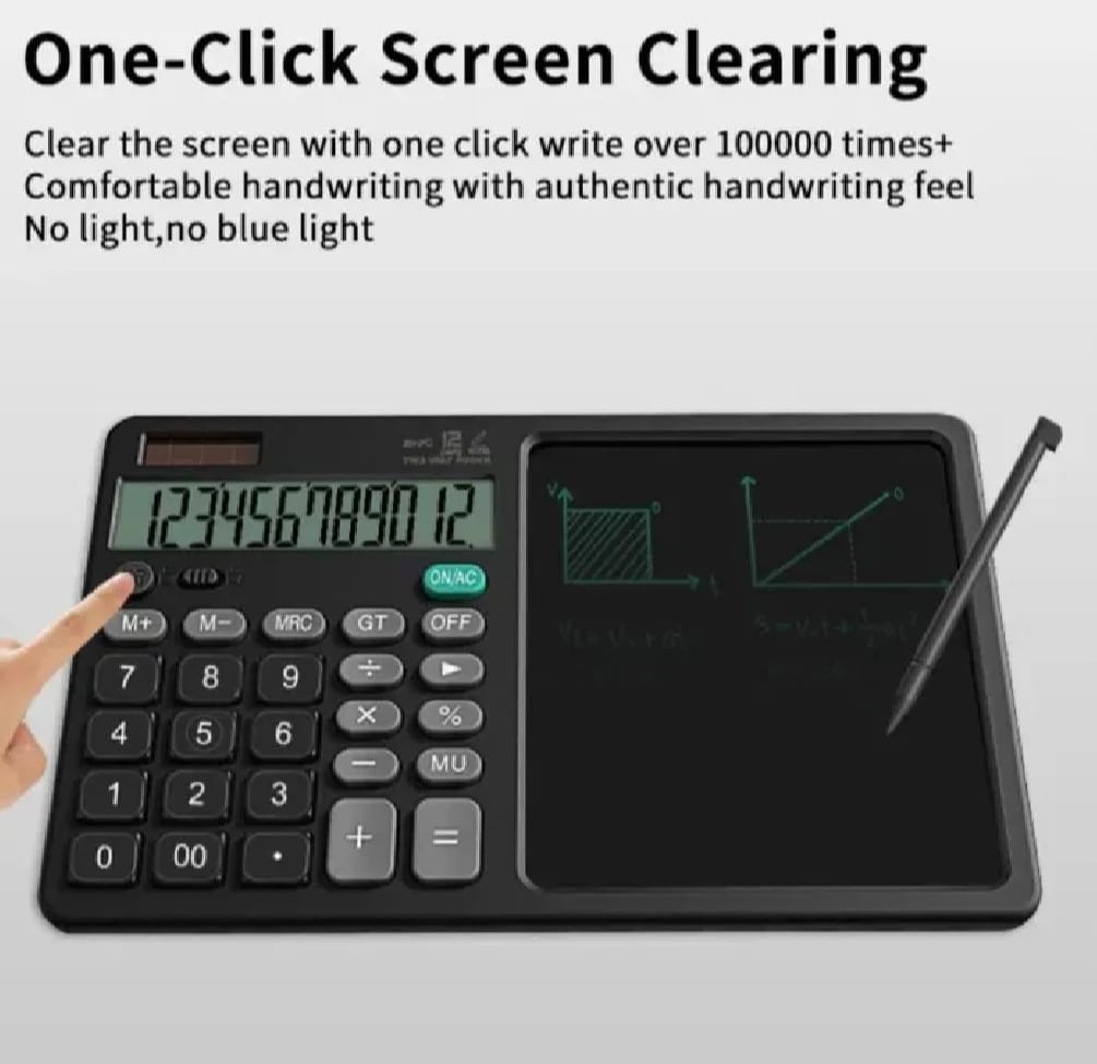 2-in-1 Calculator with LCD Writing Tablet Dual-Function Office & School Gadget | Portable & Eco-Friendly | Random Color - Image 3