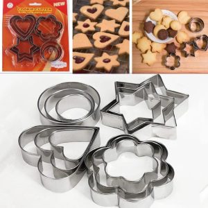 12-Piece Stainless Steel Cookie Cutter Set  4 Assorted Shapes for Baking, Pastry, and Crafts