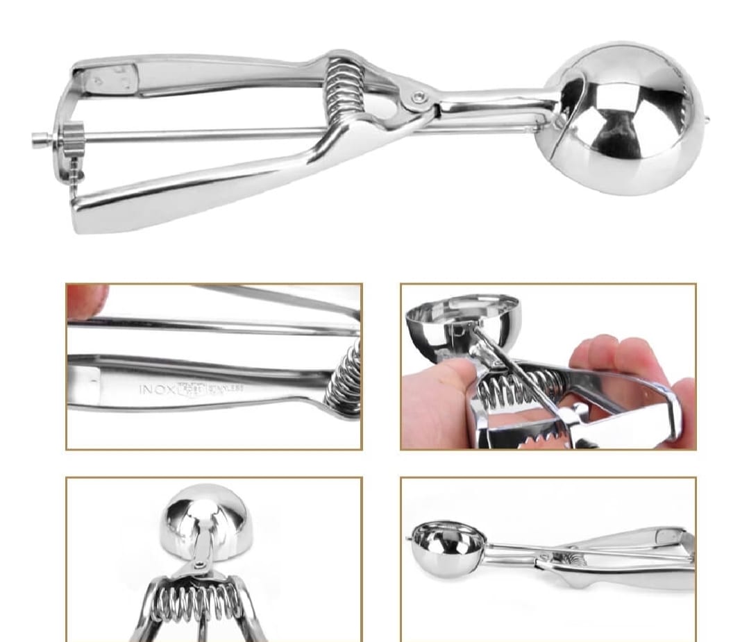 Premium Stainless Steel Ice Cream Scoop Heavy Duty Metal Scooper Spoon, Dishwasher Safe, Ergonomic Handle for Frozen Yogurt, Gelato, Sundaes & More Medium, Silver - Image 2