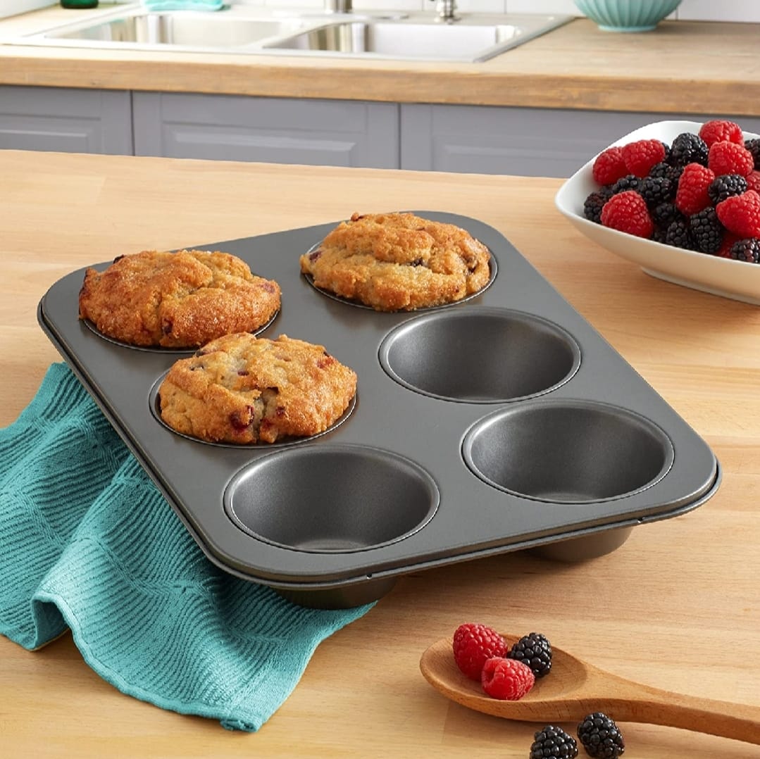 6-Cup Muffin Pan Non-Stick Carbon Steel Cupcake Baking Tray - Image 2