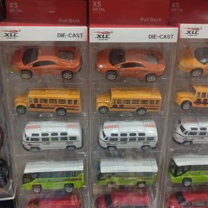 5-Piece Die Cast Metal Car and Bus Set 1:64 Scale City Vehicle Collection for Kids Pull Back & Release Durable Metal & Plastic Construction Educational Toy for Ages 3+