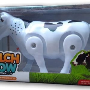 Funny Walking Musical Milch Cow Toy for Kids  Black & White Electric Animal with Lights, Sound & Moving Tail