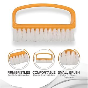 Pack Of 3 Nail Brush Set with Handle Soft & Durable Bristles for Cleaning Hands, Feet, Nails & Cuticles, Removes Dirt, Grime & Grease, Assorted Colors (Random Color)