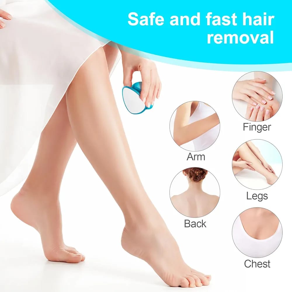 2 in 1 Double-Sided Nano Glass Callus Remover & Crystal Hair Eraser Safe & Quick Foot File, Dead Skin & Hard Callus Remover, Painless Epilator for Women, Portable Pedicure Tool (Random Color) - Image 3