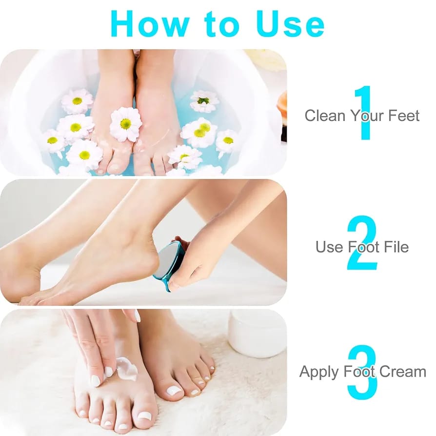 2 in 1 Double-Sided Nano Glass Callus Remover & Crystal Hair Eraser Safe & Quick Foot File, Dead Skin & Hard Callus Remover, Painless Epilator for Women, Portable Pedicure Tool (Random Color)
