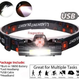 Rechargeable High Power LED Headlamp Waterproof Headlight with Adjustable Brightness, Magnetic Side & Ergonomic Strap for Camping, Hiking, Fishing & Outdoor Use