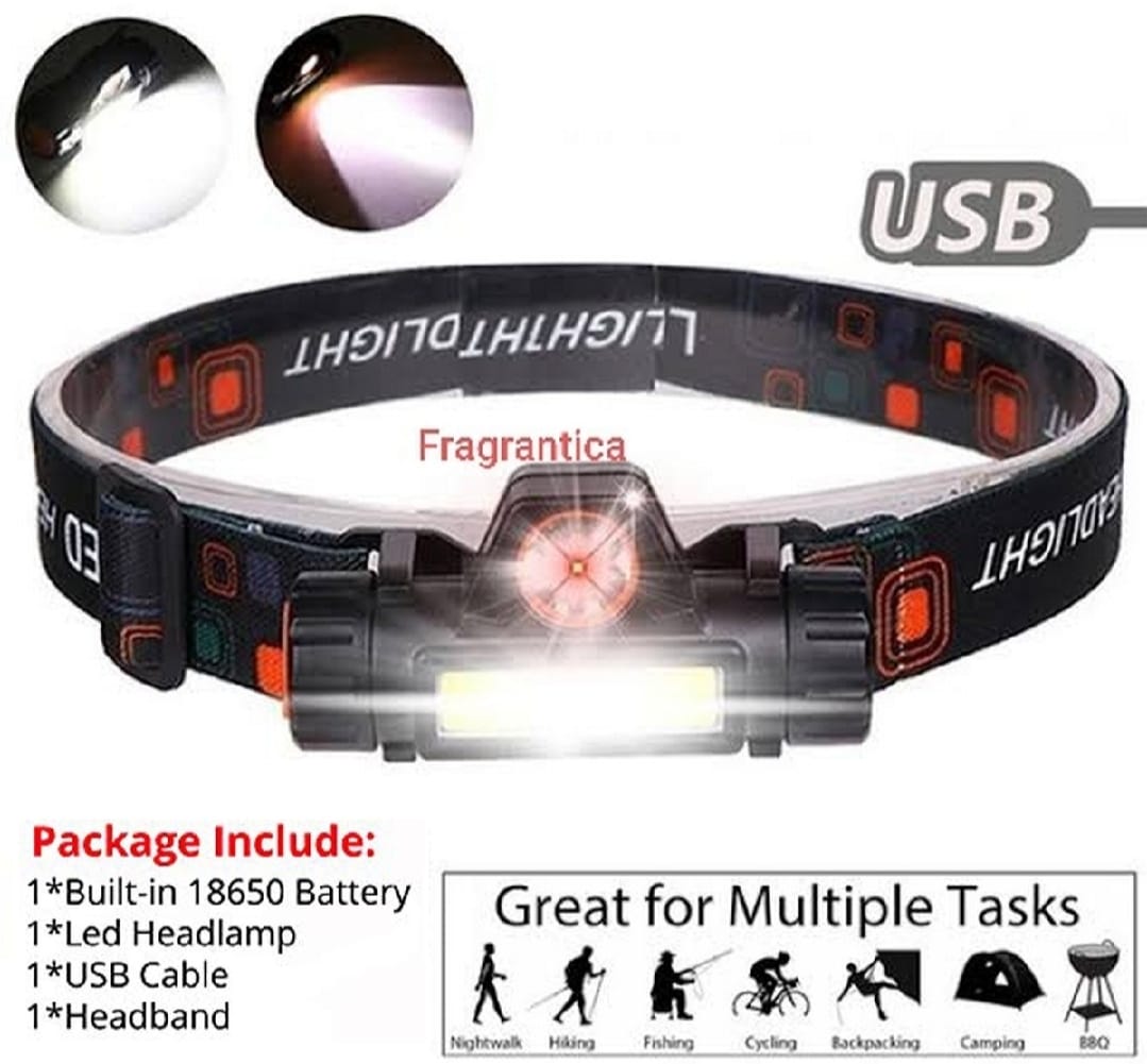 Rechargeable High Power LED Headlamp Waterproof Headlight with Adjustable Brightness, Magnetic Side & Ergonomic Strap for Camping, Hiking, Fishing & Outdoor Use