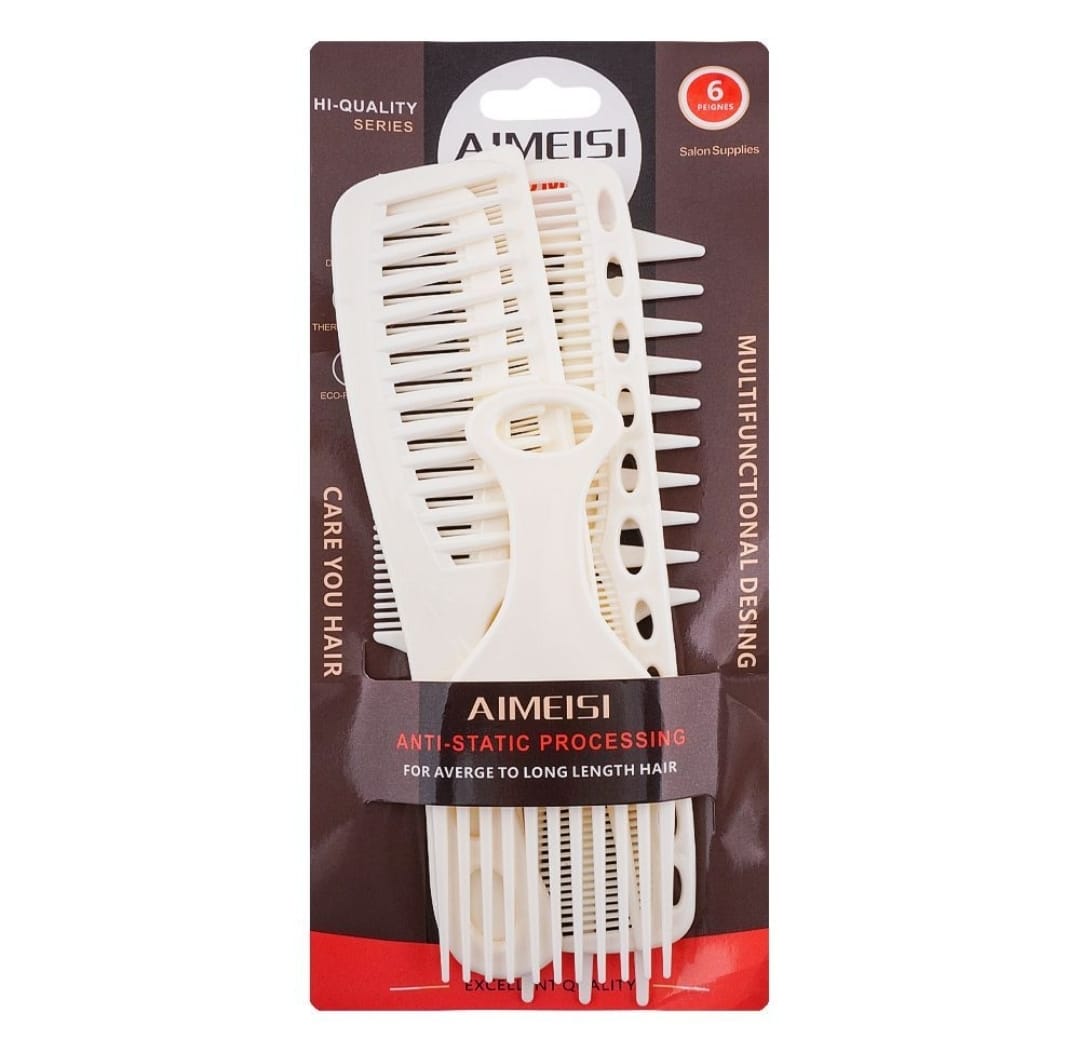 Aimeisi Multifunctional Hair Comb Set 6 Pcs Durable Styling Combs for Medium to Long Hair - Image 2