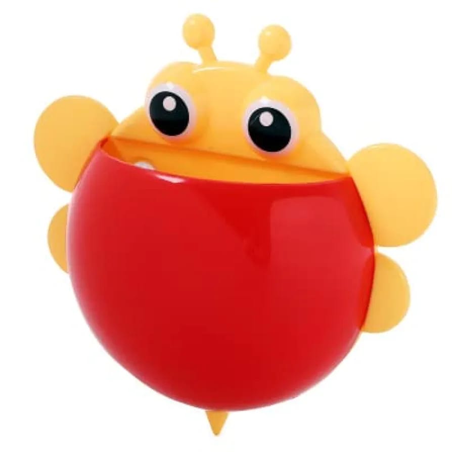 Bee Shaped Plastic Toothbrush Holder with Suction Hook Cute Wall Mounted Toothbrush Stand for Kids & Travel (Random Colors) - Image 2