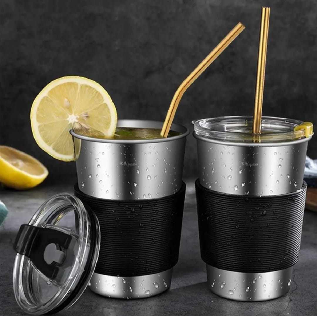 Set of 6 Colorful Reusable Metal Straws Stainless Steel Drinking Straws with Eco-Friendly Design for Home, Travel & Parties