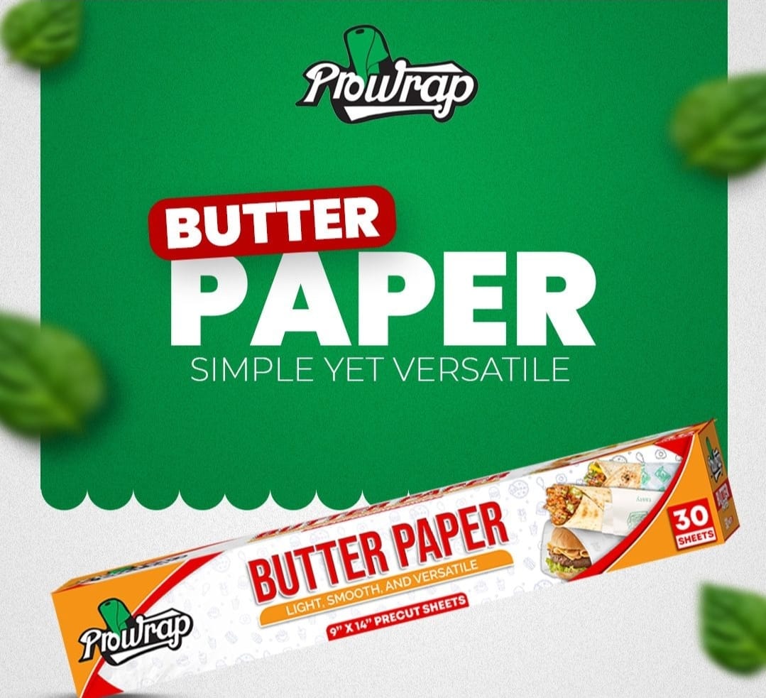 Prowrap Butter Paper 9" x 14" Precut Sheets (30 Pcs) | High-Quality Waterproof & Grease-Resistant Food Wrap | Thicker Than Market Standard