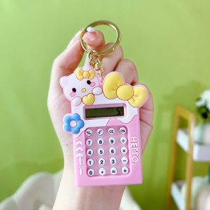 Mini Calculator Keychain  Cute Pink Kawaii Cartoon Portable Calculator | School & Student Supplies, Stationery Gift (Random color)