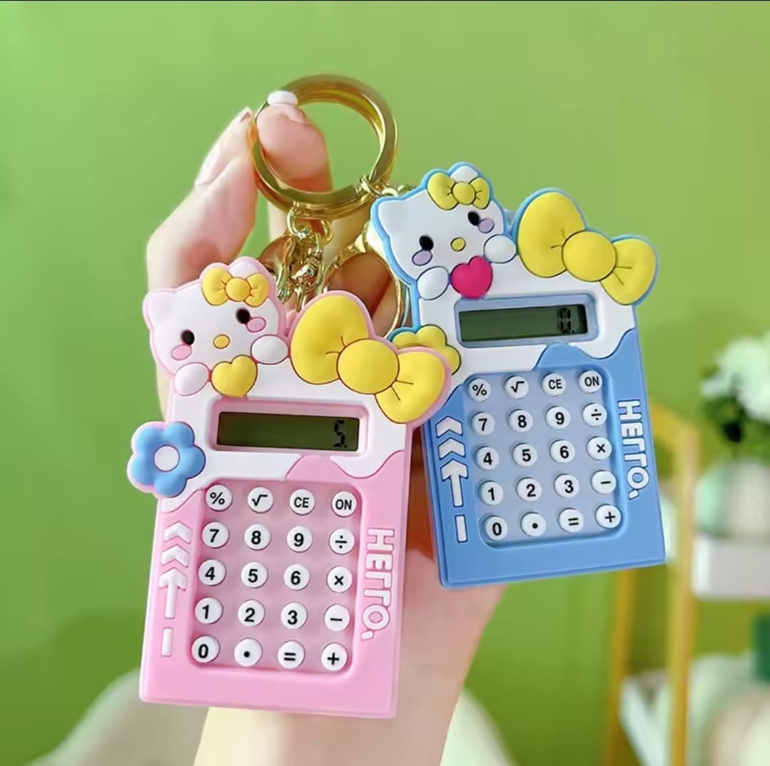 Mini Calculator Keychain Cute Pink Kawaii Cartoon Portable Calculator | School & Student Supplies, Stationery Gift (Random color) - Image 2