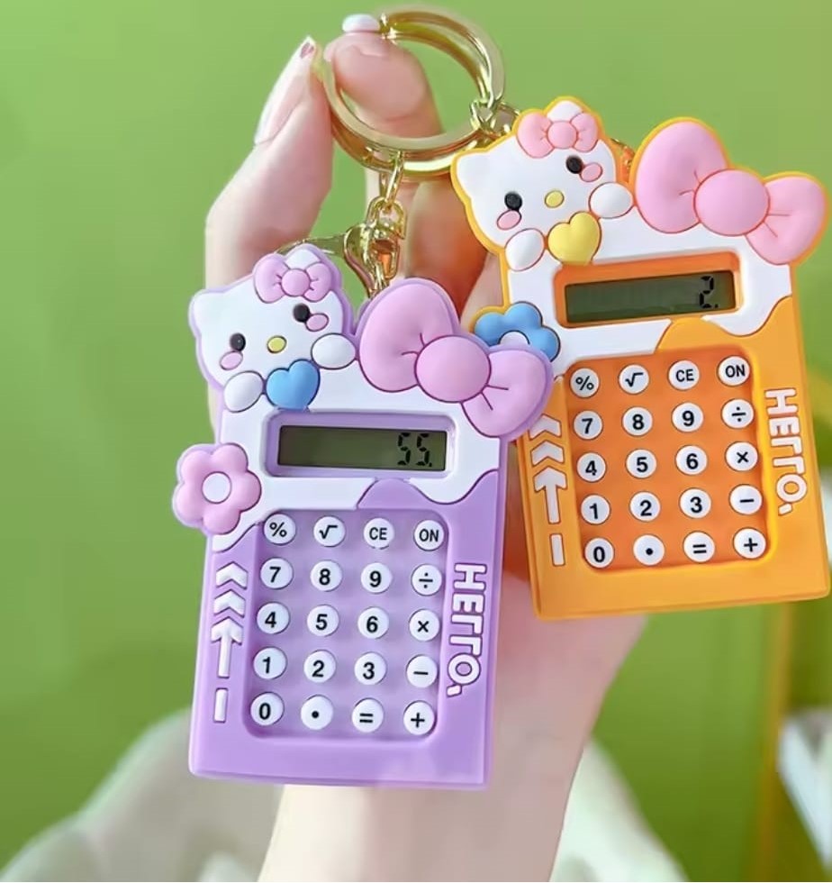 Mini Calculator Keychain Cute Pink Kawaii Cartoon Portable Calculator | School & Student Supplies, Stationery Gift (Random color) - Image 3