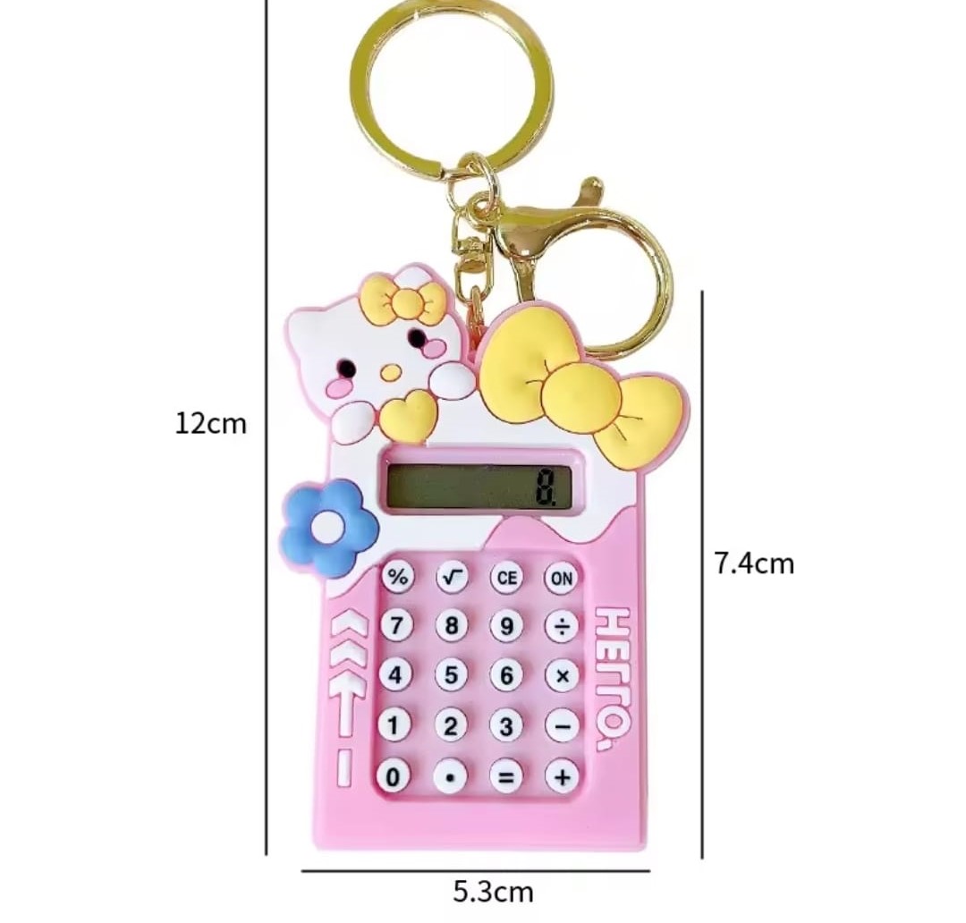 Mini Calculator Keychain Cute Pink Kawaii Cartoon Portable Calculator | School & Student Supplies, Stationery Gift (Random color) - Image 4