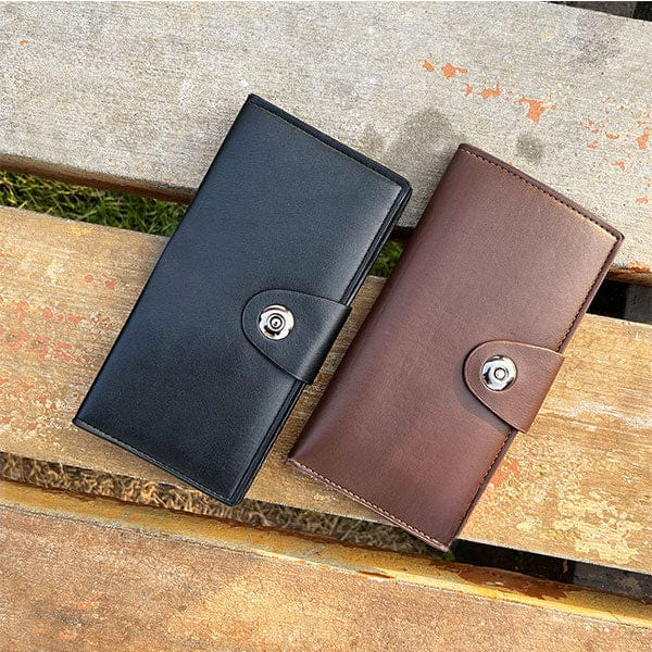 Tri-Fold Pure Leather Long Wallet for Men & Women Genuine Cow Leather Fashion Wallet with Multiple Card Slots, Cash & Mobile Compartments Stylish Smooth Pattern in Brown, Black & Blue (18×9×2cm) - Image 3