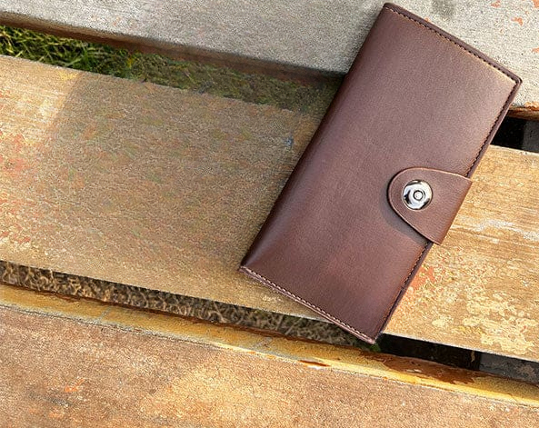 Tri-Fold Pure Leather Long Wallet for Men & Women Genuine Cow Leather Fashion Wallet with Multiple Card Slots, Cash & Mobile Compartments Stylish Smooth Pattern in Brown, Black & Blue (18×9×2cm) - Image 5