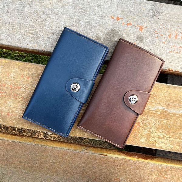 Tri-Fold Pure Leather Long Wallet for Men & Women Genuine Cow Leather Fashion Wallet with Multiple Card Slots, Cash & Mobile Compartments Stylish Smooth Pattern in Brown, Black & Blue (18×9×2cm) - Image 4