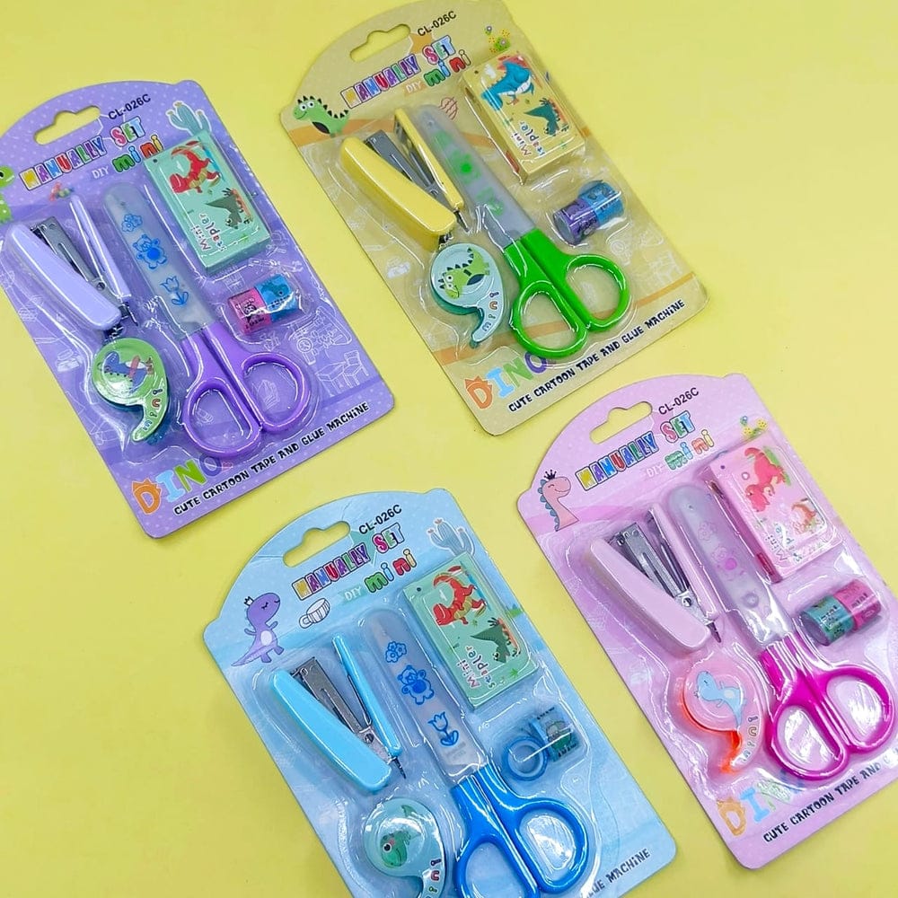 Space-Themed Stationery Set for Students and Office Use 6-Piece Desk Organizer Kit with Stapler, Staple Pins, Scissors, Mini Washi Tapes, and Tape Dispenser Creative Back-to-School and Gift Set (Random Color) - Image 4