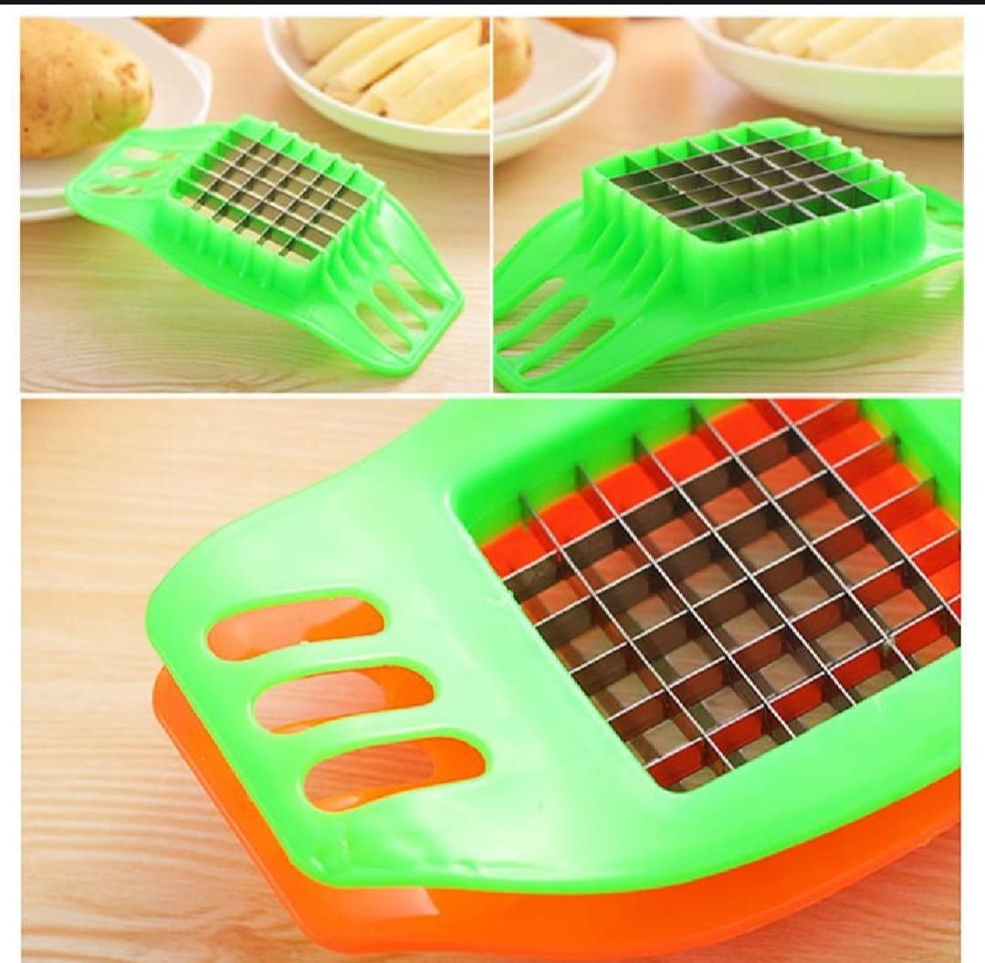 Multifunctional Potato Cutter and French Fry Maker Stainless Steel Vegetable and Fruit Slicer, Chopper, Dicer, Kitchen Tool for Cutting Fries, Chips, and Healthy Snacks Durable ABS Handle with 36-Blade Grid (Random Color) - Image 4
