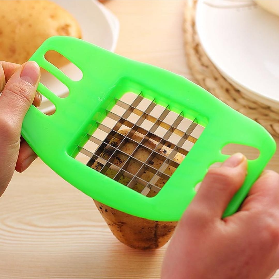 Multifunctional Potato Cutter and French Fry Maker Stainless Steel Vegetable and Fruit Slicer, Chopper, Dicer, Kitchen Tool for Cutting Fries, Chips, and Healthy Snacks Durable ABS Handle with 36-Blade Grid (Random Color) - Image 5