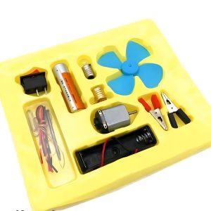 Bulb and Fan Electric Science Experiment Kit for Kids and Adults DIY STEM Educational Toy for Physics Projects, Model Building, and Circuit Learning Hands-On School Science Experiment Kit with Motor, Fan, Bulb, and Accessories (Random Color)