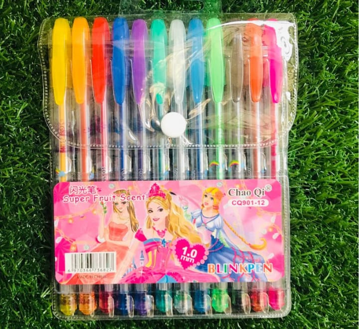 Fruit Scent Gel Glitter Pen 1.0mm Smooth Writing with a Sparkle | Pack of 12 - Image 2
