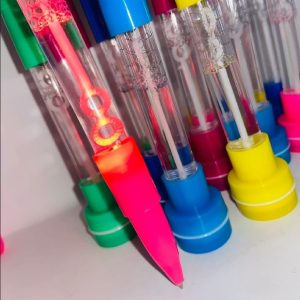4-in-1 Pen with Stamp, Bubbles, Light, and Writing Function  Fun Creative Multi-Use Pen for Kids, Arts, Crafts, and School Supplies  Premium Quality, Imported, Available in 6 Colors with Bubble Container and Red Light (Random Color)