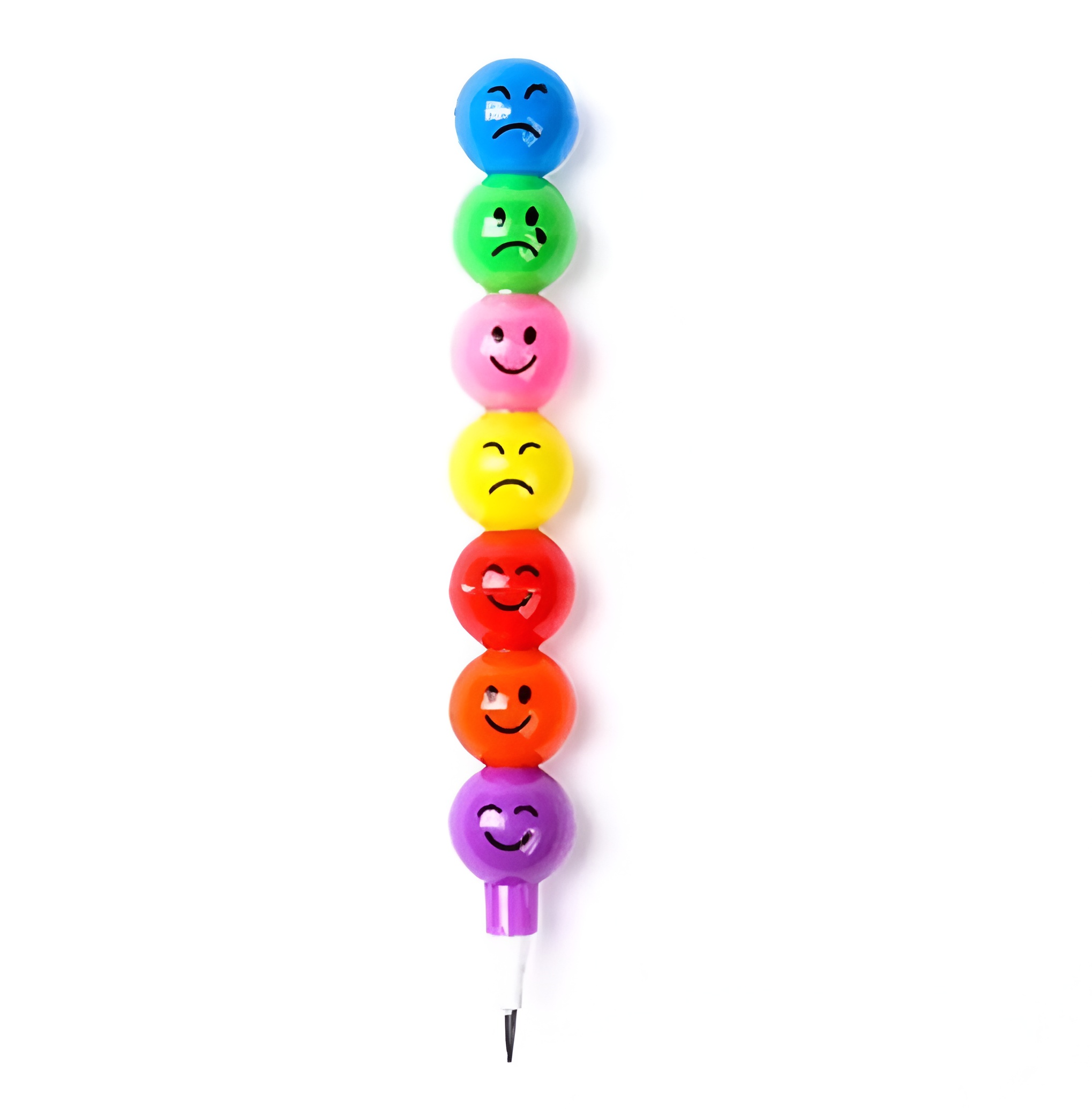 4 Pcs Smiley Cartoon Stationery Pencils Fun Rainbow Pens with Cute Funny Faces for Kids, Students, and Gifts (Random Color)