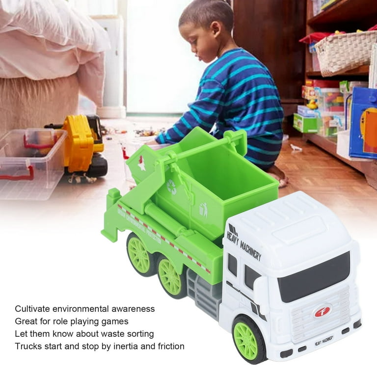Toy Garbage Truck Green Recycling Sanitation Vehicle with Real Sliding Action | Inertial Plastic Dumper Truck for Kids to Learn Waste Classification and Environmental Awareness - Image 3