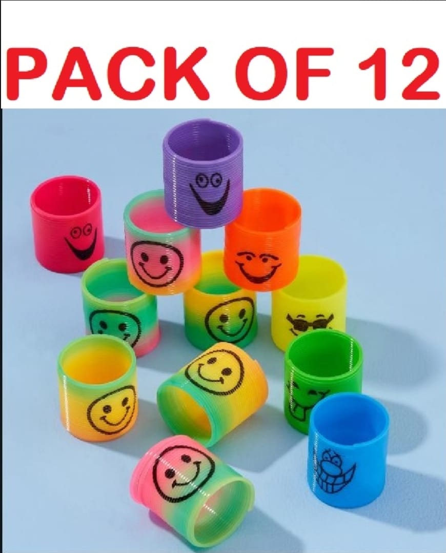 Pack of 12 Magic Slinky Spring Finger Fidget Toys Stress Relief Sensory Toy for Kids & Adults, Fun Party Favors and Learning Activity, Multicolor