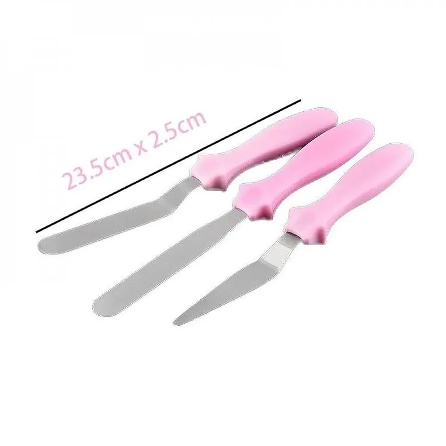 3-Piece Cake Decorating Knife Set Stainless Steel Spatula & Cream Spreader Tools (Multi-Color) - Image 3