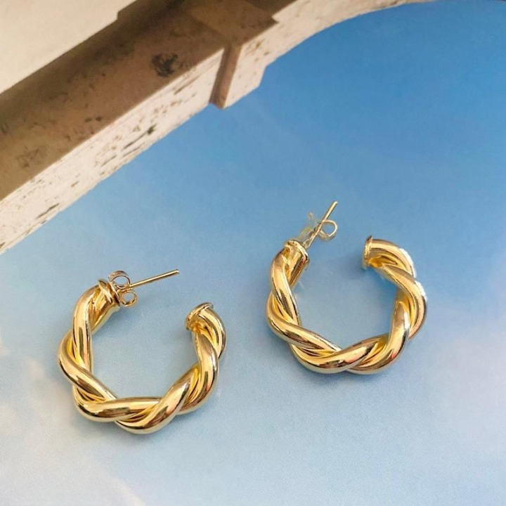 Twisted Sparkling Earrings for Women | Stylish Fashion Jewelry | Available in Silver & Golden - Image 3