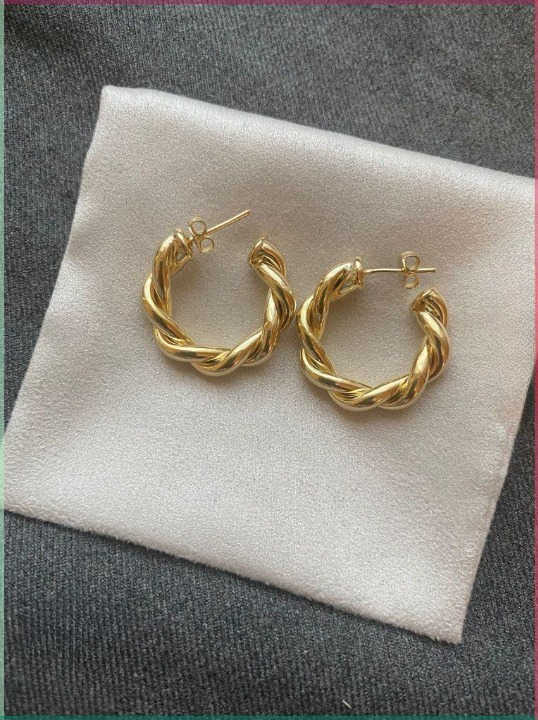 Twisted Sparkling Earrings for Women | Stylish Fashion Jewelry | Available in Silver & Golden - Image 2