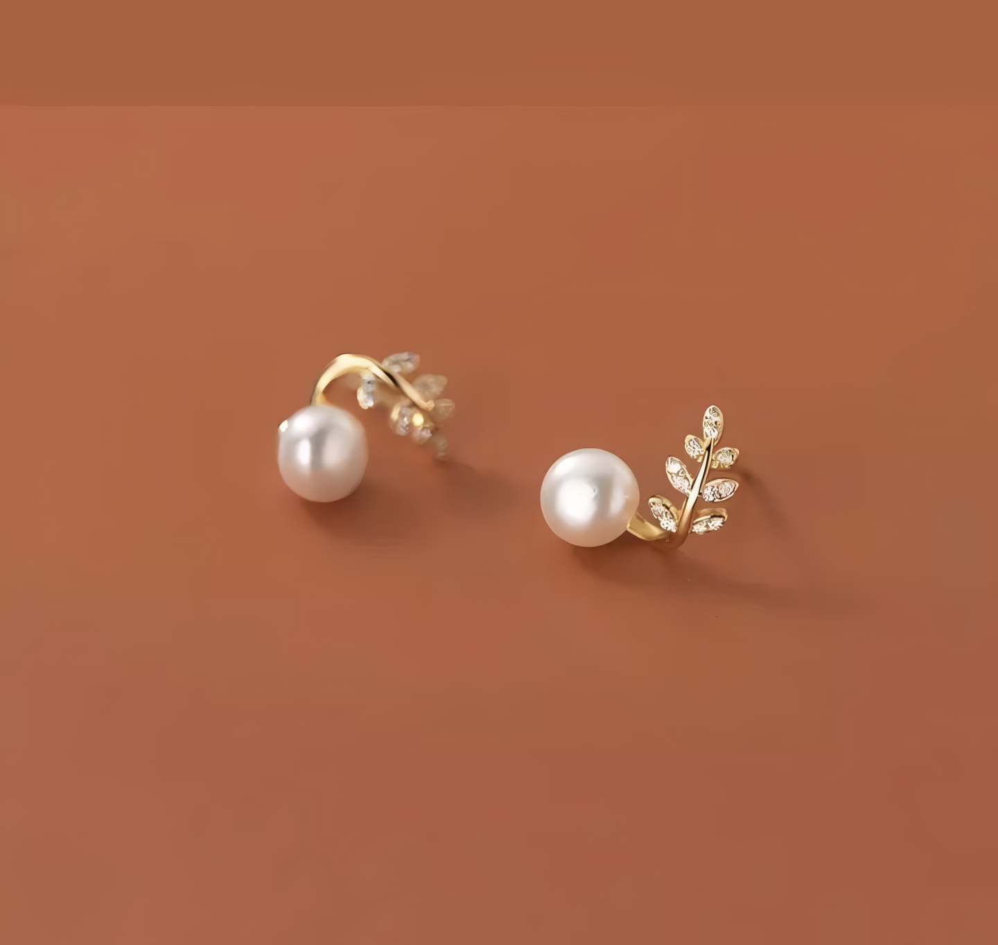 Elegant Leaf Pearl Korean Earrings Stylish Jewelry for Women, Perfect for Casual & Formal Wear (AWT-103) - Image 2