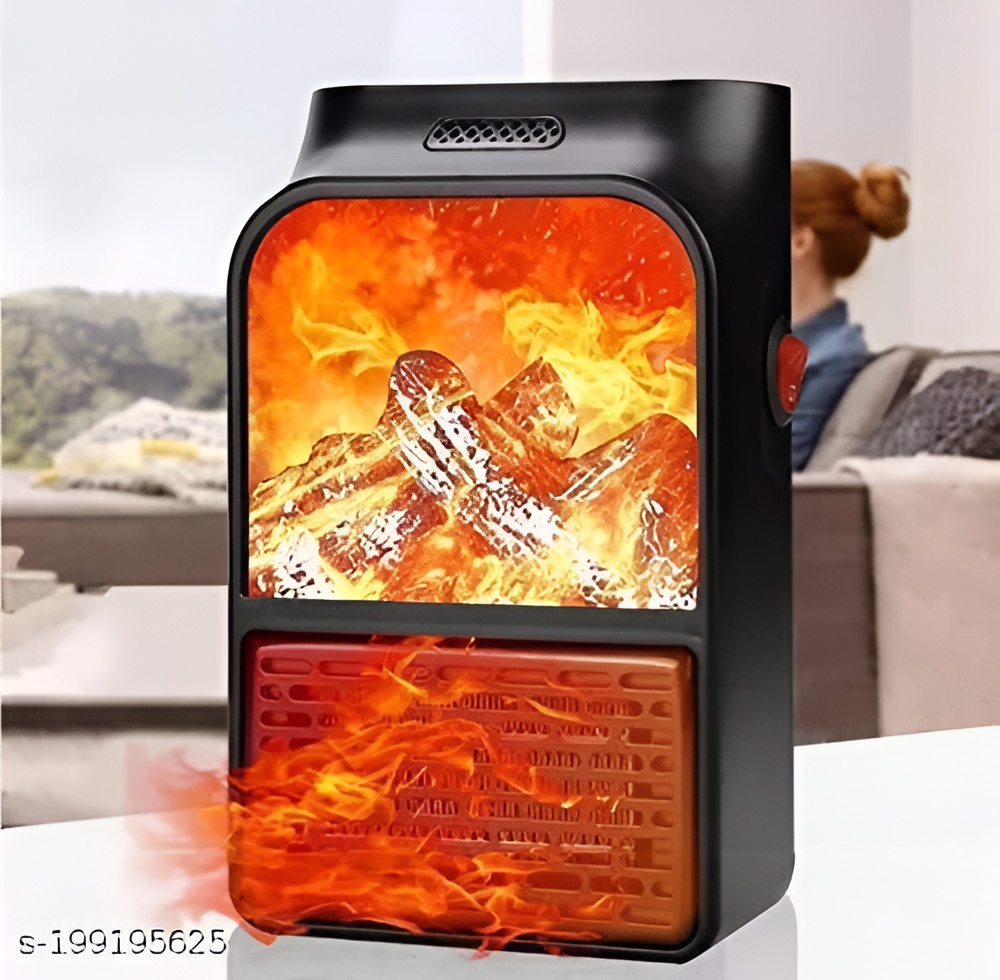 Flame Heater 1000W Portable Electric Plug-in Room Heater with Flame Effect & Remote Control - Image 4