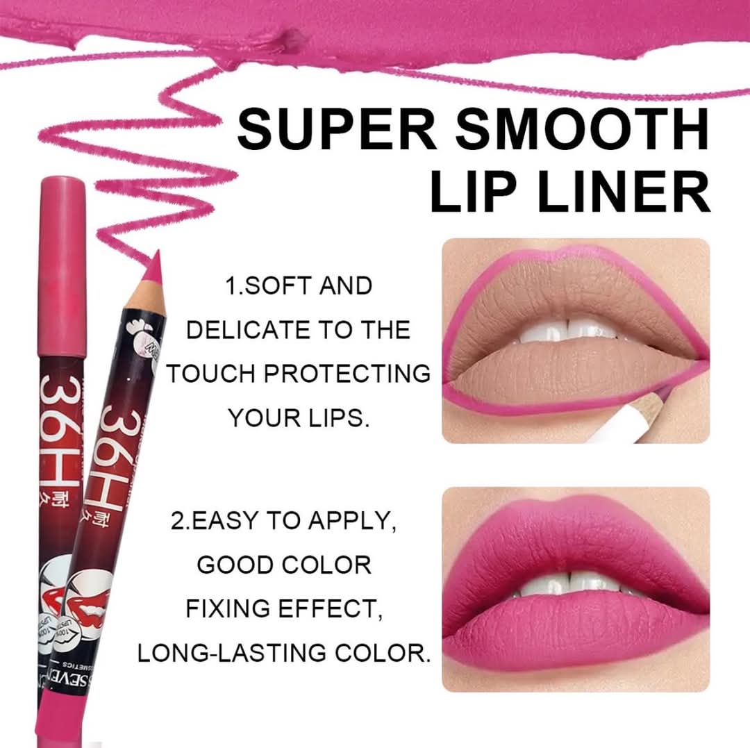 36H Jumbo Lip Liner Pencil Pack Long-Lasting Nude, Red & Pink Shades for Smooth Lip Definition - Image 2