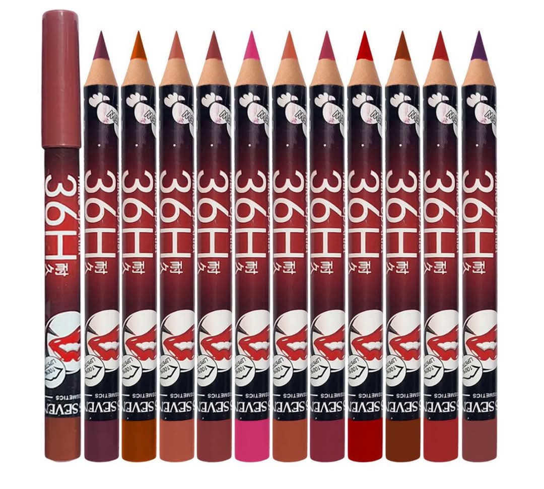 36H Jumbo Lip Liner Pencil Pack Long-Lasting Nude, Red & Pink Shades for Smooth Lip Definition