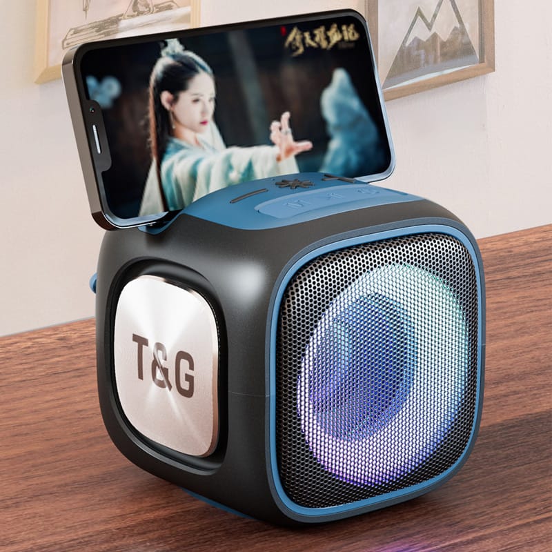 T&G Portable Bluetooth Speaker with LED Lights, Phone Holder & Powerful Bass Wireless, USB, TF Card & AUX Support Model X-911 - Image 4