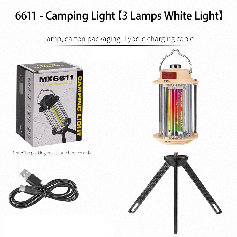 MX6611 Stepless Dimmable LED Camping Light Portable Rechargeable Outdoor Lantern with Tripod Stand - Image 4