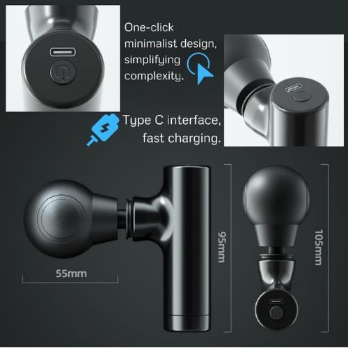Rechargeable Facial Gun Massager Compact Skincare Device with Type-C Charging, ABS Plastic, Portable & Easy-to-Use for Relaxing Face Massage - Image 5