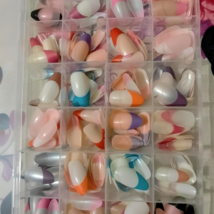 288 Pcs French Nails Set  Multicolor ABS Plastic Nail Tips, Smooth & Even Coverage, Durable, Easy-to-Apply, Perfect for DIY & Professional Manicures