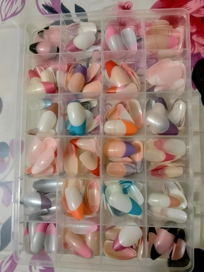 288 Pcs French Nails Set Multicolor ABS Plastic Nail Tips, Smooth & Even Coverage, Durable, Easy-to-Apply, Perfect for DIY & Professional Manicures
