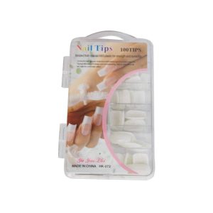100 Pcs Fake Nails Set Â White ABS Plastic Nail Tips, Durable & Easy-to-Apply, Smooth Finish for DIY Nail Art & Professional Salon Manicure