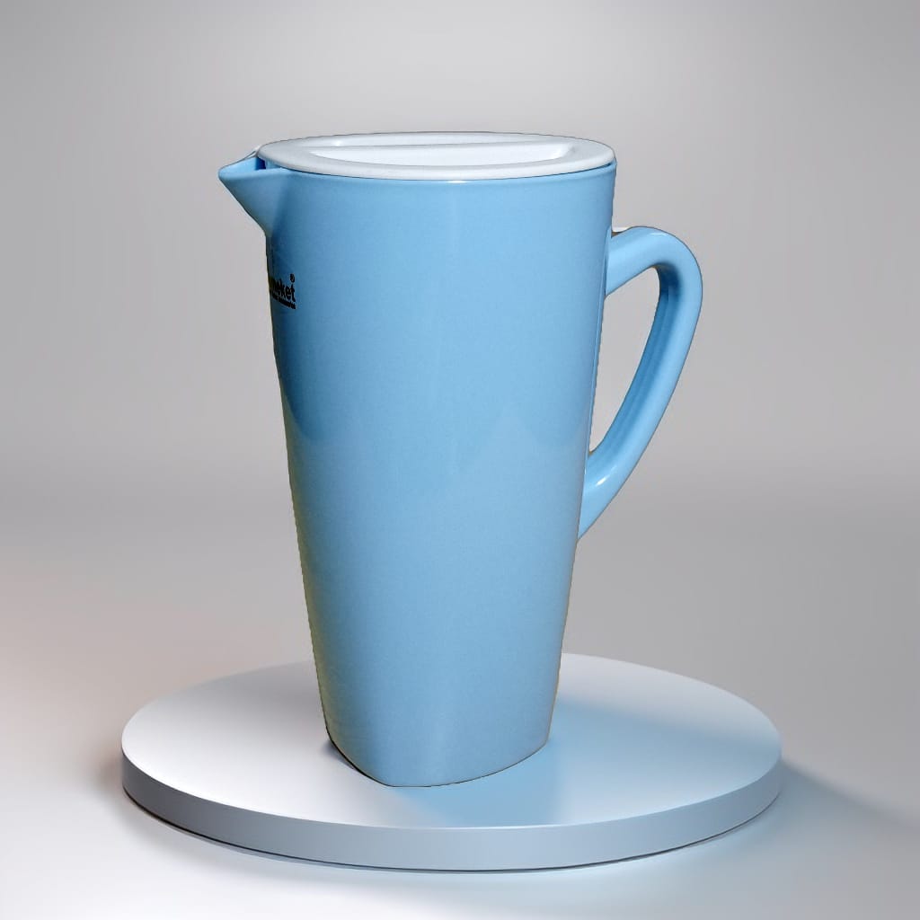 2 Liter Pure Plastic Water Jug Food-Grade, Durable & Easy-to-Clean with Handle & Lid (Random color)