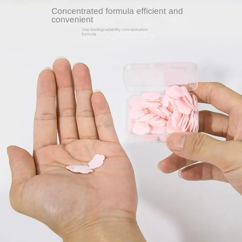 Pack of 2 Portable Disposable Soap Tablets 50 Sheets per Box, Travel-Friendly Soap Paper (Random Color) - Image 2